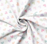 Daisy&Lilly-Cross-Stitched Hearts,White (Sold By 1/2 Meter)